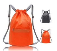 Bundle Pocket Drawstring Bag Waterproof Sports Fitness Neutral Men Women Diamond lattice Simple Lightweight Large Capacity Backpack for Sports, School, Gym, Travel and Various Activities(Orange)