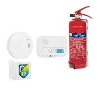 Bundle Smartwares Carbon Monoxide Detector FGA-13041 + smoke detector FSM-11710 + Smartwares Powder extinguisher 2 kg FEX-15125
