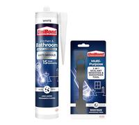 BUNDLE UniBond Anti-Mould White 274g, 2-in-1 Plastic Sealant Tool for Smoothing and Removing Silicone Sealant