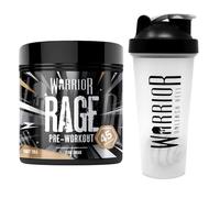 Bundle Warrior Rage Pre-Workout Powder 392g + Shaker 600ml - Energy Drink Supplement with Vitamin C, Beta Alanine and Creatine - 45 Servings (Krazy Cola)