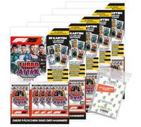 Bundle with Topps Turbo Attax Formula 1 2025 Trading Cards 5 Multipacks + Exclusive Collect-it Cases
