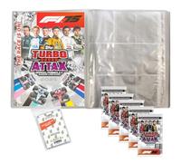 Bundle with Topps Turbo Attax Formula 1 2025 Trading Cards + Exclusive Collect-it Cases (1 Empty Portfolio Folder + 5 Boosters)