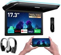 Bundle XTRONS 17.3" FHD Android Car Flip Down Overhead & 2 IR Wireless Headphones 1080P IPS Octa-core Car Roof Multimedia Player Car Video With Superior Sound & Screen Mirroring Support HDMI/USB/AV/IR