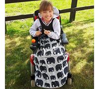 BundleBean - Children’s Wheelchair Cosy - Fleece-Backed Waterproof Nylon, Front Hand-Warming Pouch, Adjustable Straps - Universal Fit for Wheelchairs and Special Needs Buggies - Child Size (Black)