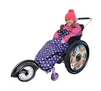 Bundlebean - Children’s Wheelchair Cosy - Fleece-Backed Waterproof Nylon, Front Hand-Warming Pouch, Adjustable Straps - Universal Fit for Wheelchairs and Special Needs Buggies - Child Size (Gold Bees)