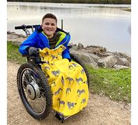 Bundlebean Children’s Wheelchair Cosy - Fleece-Backed Waterproof Nylon, Front Hand-Warming Pouch, Adjustable Straps - Universal Fit for Wheelchair and Special Needs Buggy - Child Size (Yellow/Zebras)
