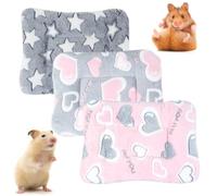 BundleMall 3 pcs Small Animal Plush Bed,Fluffy Soft Warm Puppy Mat Blanket,Guinea Pig Hamster Rabbit Bed Mat,Fleece Sleep Pad for Kitten,Bunny,Chinchilla,Squirrel,Hedgehog (W, Small:15X11in)
