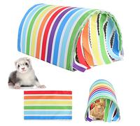BundleMall Ferret Tunnel House Bed Small Animal Hideout Rat Tube Hamster Cage Accessories Chinchilla Warm Plush Nest Habitats With Dual Pet Mat (Rainbow)