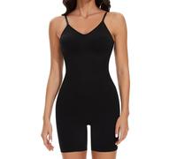 BundleMall Slimming Backless Shapewear Bodysuit for Women Seamless Full Body Shaper with Tummy Control and Mid-Thigh Length, black, S