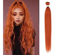 Bundles 8/30 Inch Human Hair Bundles Ginger Orange Straight Brazilian Extensions 3 Extensions Hairstyle(8inches)