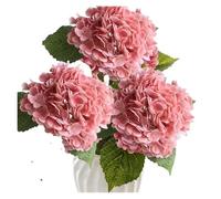 Bundles Artificial Flowers, Hydrangea Artificial Flowers Real Touch Latex 21 Inches For Decoration Multicolor Pack Of 3(3 Pcs Peach Pink)