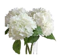 Bundles Artificial Flowers, Hydrangea Artificial Flowers Real Touch Latex 21 Inches For Decoration Multicolor Pack Of 3(3 Pcs White)