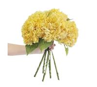 Bundles Artificial Flowers, Hydrangea Artificial Flowers Real Touch Latex 21 Inches For Decoration Multicolor Pack Of 3(3 Pcs Yellow)