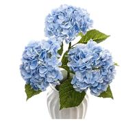 Bundles Artificial Flowers, Hydrangea Artificial Flowers Real Touch Latex 21 Inches For Decoration Multicolor Pack Of 3(3 Pcs Light Blue)