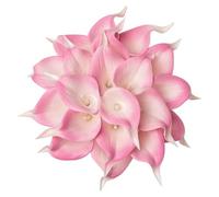 Bundles Artificial Flowers, Pack Of 20 Plastic Artificial Calla Lily Flowers Multicolor 12.9 Inches For Home Decor(White Pink)