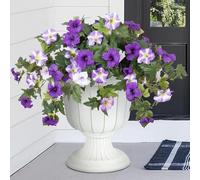 Bundles Artificial Morning Glory Flowers, White and Light Purple Faux Hanging Wisteria Vine Plants UV Resistant Outdoor Fake Flowers for Garden Porch Balcony Home Décor