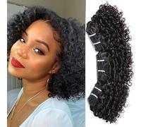 Bundles Bouncy Curly Hair Bundles Double Draw Indian 6inch Short Cut Remy Human Extensions Natural Black Brown Color Extensions Hairstyle(Natural curly,10A_35G 24PCS 6INCH)