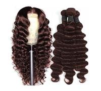 Bundles Brown Body Wave Human Hair Weave Bundles 100% 8-30 Inches #4 Loose Deep Double Weft Weaving Extensions Hairstyle(10 12 14)
