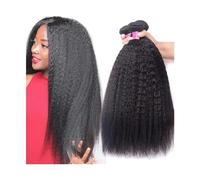 Bundles Human Hair Kinky Straight Bundles Human Hair Bundles for Black Women, 1/3/4 Pcs Yaki Straight Human Hair Bundles Natural Color Brazilian Remy Hair Extension Hair Extensions(14inches)