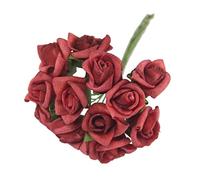 Bundles of 12 Mini Foam Rose Bunches! Bulk Wholesale Artificial Flowers Craft[Burgundy,1 Bunch]