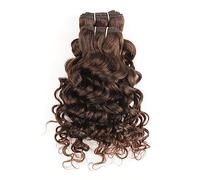 Bundles Water Wave Human Hair Bundles 50g/pc Brown and Black Short Bob Style Remy Weave Extensions Extensions Hairstyle(Brown Remy Hair,10 inch 50gx4pc)
