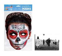 BundleZ-4-FanZ Fan Packs Mask Pack - Day of the Dead Red Zombie Female 2D Card Party Mask - includes 6x4 inch (15cm x 10cm) Star Photo
