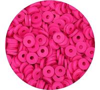 Bundooraking-2000pcs Hot Pink Clay Beads (6mm) for Jewelry Making, Heishi Bracelets, Necklace Earring Accessories, Crafts - Small Pack