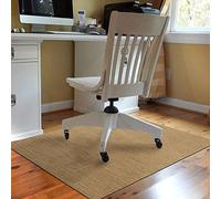 Bungalow Flooring Barbury Weave Desk Chair Mat, 3' x 4', Made in USA, Stain-Resistant, Anti-Slip Rubber Backing, Khaki