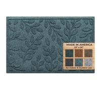 Bungalow Flooring Waterhog Indoor/Outdoor Doormat, 2' x 3', Made in USA, Skid Resistant, Easy to Clean, Catches Water and Debris, Brittney Leaf Design, Bluestone
