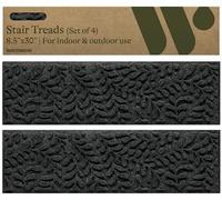 Bungalow Flooring Waterhog Stair Treads, Set of 4, 8-1/2 x 30 inches, Made in USA, Durable and Decorative Floor Covering, Indoor/Outdoor, Water-Trapping, Boxwood Collection, Charcoal