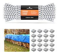 Bungee Cord 6mm x 10m Elastic Shock Cord Bungee Rope with 20 Aluminum Loops