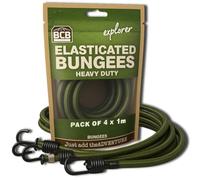 Bungee Cord by BCB | Bungee Cords with Hooks 1m x 4pcs | Heavy Duty Elastic Cord Bungee Straps for Securing Loads & Various Outdoor Activities | Multi-Purpose Olive Green Bungee Straps with Hooks