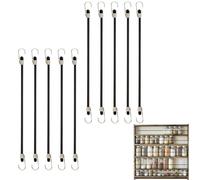 Bungee Cords - Heavy Duty Bungee Cord Black Tie Down Straps | Elastic Shock Cord with Hooks, Utility Fastener Rope for Camping, Travel, Luggage, Mini Gear Holder, Cargo Secure Bands, Accessory Kit