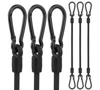 Bungee Cords with Carabiner Clips, 30 cm Upgrade Short Heavy Duty Bungee Cords with Hooks 6 Pack, Black Elastic Bungee Cord Rope with Clips On Both Ends for Camping, Tarps, Bike Rack, Tent, Car