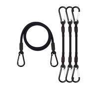 Bungee Cords with Carabiner Clips, 4 Pack 60cm Long Heavy Duty Carabiner Bungee Cord, Extra Strong Black Bungee Straps with Carabiner Hooks for Camping, Tarps, Bike Rack, Tent, Car, Motorcycle