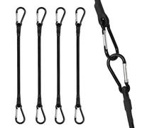 Bungee Cords with Carabiner Clips, 4 Pack 6mm Heavy Duty Elastic Cord Straps, 50cm Small Bungee Straps for Bike Rack, Motorbike Pannier, Car Roof, Camping, Tarps, Outdoor Tie Down