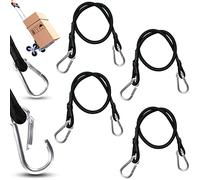 Bungee Cords with Carabiner Clips Heavy Duty Bungee Straps Elastic Luggage Rope 4 pcs 24"/60cm Black Bungee Rope Waterproof UV-Resistant Luggage Tie Downs for Camping Tarpaulin Roof Rack Caravan