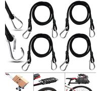 Bungee Cords with Carabiner Clips Heavy Duty Bungee Straps Elastic Luggage Rope 4 pcs 40"/100cm Black Bungee Rope Waterproof UV-Resistant Luggage Tie Downs for Camping Tarpaulin Roof Rack Caravan