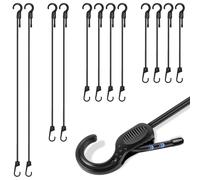 Bungee Cords with Hooks, 12 PCS Freely Adjustable Length Bungee Straps, Multi-purpose Elastic Straps with Hooks - Ideal for Outdoor Camping