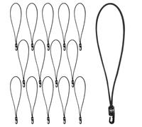Bungee Cords with Hooks 26cm/10.24in, 15 PCS Black Elastic Rubber Tensioners, Multi-Purpose Odorless Bungee Straps with Hooks for Camping, Outdoor, Canopy, Tarpaulin, Fixings
