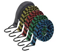 Bungee Cords with Hooks, 5PCS Bungee Cords with Hooks Heavy Duty, 2M Luggage Bungee Straps Anti-slip Flat Elasticity Rubber Straps for Luggage Camping Roof Racks Moving Cargo