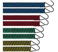 Bungee Cords with Hooks, 8PCS Heavy Duty Bungee Straps, Weatherproof UV-Resistant Bungee Cord, Elastic Bundy Cord with Hooks Includes 40cm, 60cm, 90cm, 200cm for Camping, Tent, Securing Items