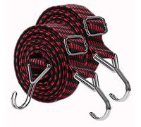 Bungee Cords With Hooks Adjustable - Elastic Heavy Duty Straps Rope 2 Pack 2m Flat Bungee Straps for Bike Luggage Rack Tarp Camping Tent Car Roof Rack Fixings