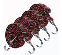 Bungee Cords with Hooks Adjustable - Elastic Heavy Duty Straps Rope 4 Pack 2m Flat Bungee Straps for Bike Luggage Rack Tarp Camping Tent Car Roof Rack Fixings