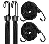 Bungee Cords with Hooks Heavy Duty, 36inch Black Flat Extra Strong Outdoor Bungee Straps, Secure Load Distribution Industrial Grade Bungee Rope for Securing Luggage, Tarps, Tents, Cart, Bike Rack,4pcs