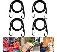 Bungee Cords with Hooks Heavy Duty Elastic Bungee Ropes Luggage Straps 4Pcs 40"/100cm Tarp Fixings Weatherproof & UV-Resistant Bungees Straps for Tent Car Trunks Camping Luggage Racks,Black