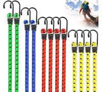 Bungee Cords with Hooks - Heavy Duty Elastic Bungee Straps Weatherproof & UV-Resistant - Ideal for Securing Luggage, Camps, Tarps, Garden, Bin Lid Covers (Assorted Size - 12 Pack)