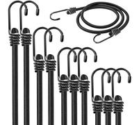 Bungee Cords with Hooks Heavy Duty Weatherproof & UV-Resistant Elastic Bungee Straps - Ideal for Securing Luggage, Camps, Tarps, Garden Furniture, Wheelie Bin Lid Covers (Assorted Size - Pack of 10)