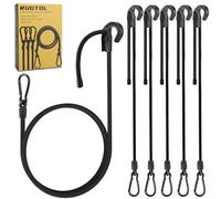 Bungee Cords with Hooks, Upgrade 120 cm Adjustable Bungee Cords with Carabiner Clip Outdoor, Easy to Adjust from 17 to 120 cm Rubber Black Elastic Bungee Straps with Clip for Secure, Tarps, 6 Pack