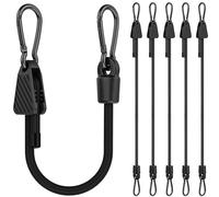 Bungee Cords with Hooks, Upgrade 30cm Adjustable Bungee Cords with Carabiner Hooks, Easy to Adjust from 18 to 30 cm Short Bungee Straps Elastic Rope with Clips Heavy Duty for Bike, Cargo, 6 Pack